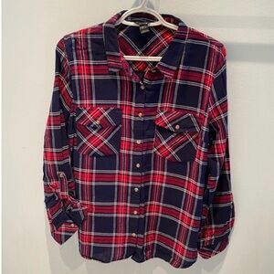 Streetwear Society Blue, Red, And White Plaid Shirt